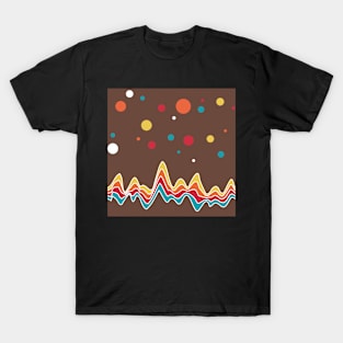 rainbow ecg and colorful confetti on chocolate T-Shirt